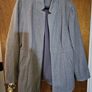 Chic Gray Herringbone Blazer